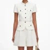 Cream Linen Blend Peplum Playsuit