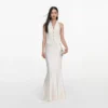 Cream Linen Blend Satin Maxi Dress Cream Linen Blend Satin Maxi Dress