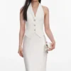 Cream Linen Blend Satin Maxi Dress Cream Linen Blend Satin Maxi Dress