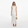 Cream Linen Blend Satin Midi Dress Cream Linen Blend Satin Midi Dress