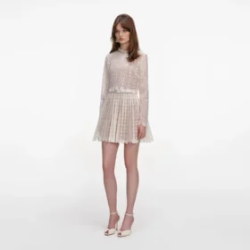 Cream Organza Lace Mini Dress