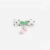 Cream Polka Dot Cherry Motif Hair Clip