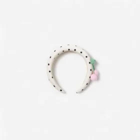 Cream Polka Dot Cherry Motif Headband