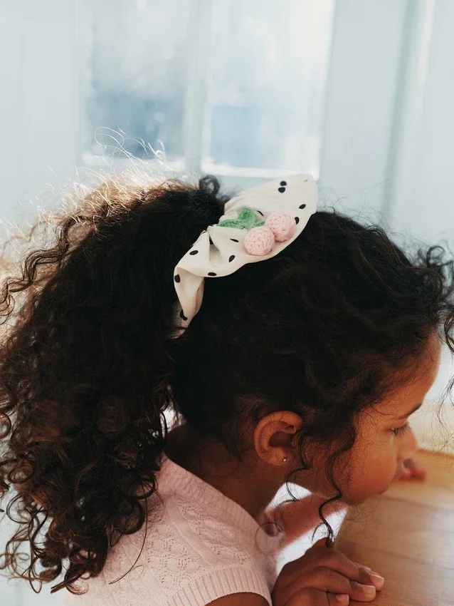 Cream Polka Dot Cherry Scrunchie Cream Polka Dot Cherry Scrunchie