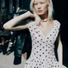 Cream Polka Dot Cotton Midi Dress Cream Polka Dot Cotton Midi Dress
