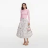 Cream Polka Dot Taffeta Midi Skirt