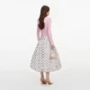 Cream Polka Dot Taffeta Midi Skirt