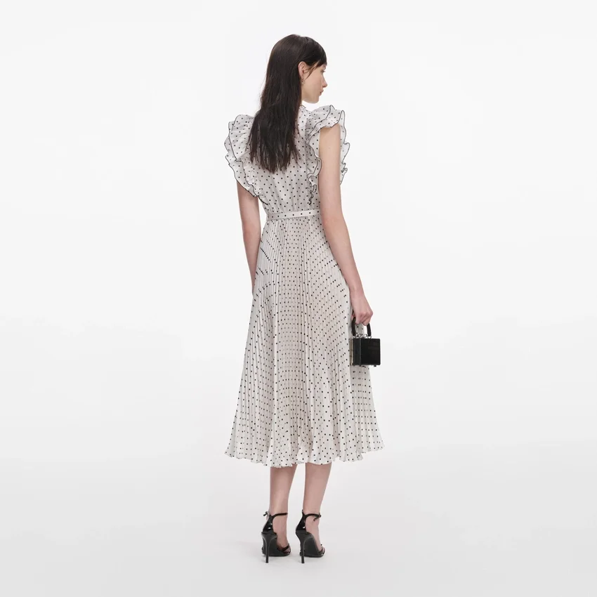 Cream Ramie Polka Dot Midi Dress Cream Ramie Polka Dot Midi Dress