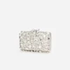 Cream Satin Crystal Clutch Bag