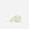 Cream Satin Floral Beaded Oval Clutch