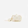 Cream Satin Floral Beaded Oval Clutch