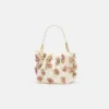 Cream Satin Floral Beaded Tote Bag