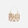 Cream Satin Floral Beaded Tote Bag