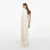 Cream Satin Fringed Maxi Dress Cream Satin Fringed Maxi Dress