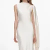 Cream Satin Fringed Maxi Dress Cream Satin Fringed Maxi Dress