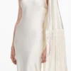 Cream Satin Fringed Maxi Dress Cream Satin Fringed Maxi Dress
