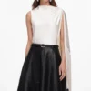 Cream Satin Fringed Scarf Top