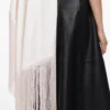 Cream Satin Fringed Scarf Top