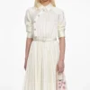 Cream Satin Jacquard Midi Dress Cream Satin Jacquard Midi Dress