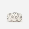 Cream Satin Multi Crystal Clutch Bag