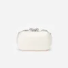 Cream Satin Multi Crystal Clutch Bag
