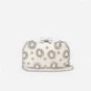 Cream Satin Multi Crystal Clutch Bag