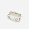 Cream Satin Multi Crystal Clutch Bag