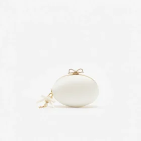 Cream Satin Oval Clutch