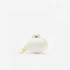 Cream Satin Oval Clutch