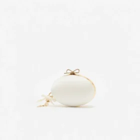 Cream Satin Oval Clutch