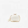 Cream Satin Oval Clutch