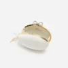 Cream Satin Oval Clutch