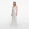 Cream Satin Striped Maxi Dress Cream Satin Striped Maxi Dress