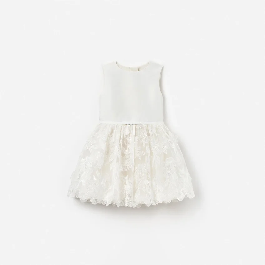 Cream Satin Tulle Flower Dress Cream Satin Tulle Flower Dress