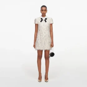 Cream Sequin Embellished Mini Dress