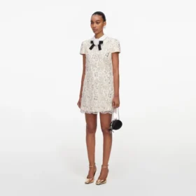 Cream Sequin Embellished Mini Dress