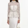 Cream Sequin Embellished Satin Maxi Dress