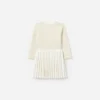 Cream Sequin Knit Bow Trim Dress