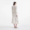 Cream Sequin Knit Tailored Midi Dress Cream Sequin Knit Tailored Midi Dress