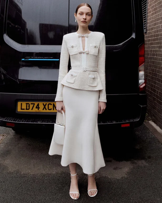Cream Sequin Knit Tailored Midi Dress Cream Sequin Knit Tailored Midi Dress