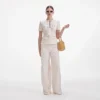 Cream Sequin Knit Top