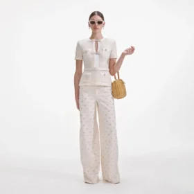 Cream Sequin Knit Top