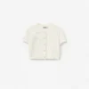 Cream Short Sleeve Flower Cardigan