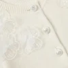 Cream Short Sleeve Flower Cardigan