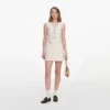 Cream Sleeveless Boucle Mini Dress