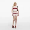 Cream Stripe Viscose Knit Shorts