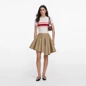 Cream Stripe Viscose Knit Top