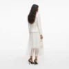 Cream Tailored Bouclé And Chiffon Midi Dress