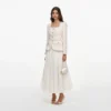 Cream Tailored Boucle And Chiffon Midi Dress Cream Tailored Boucle And Chiffon Midi Dress