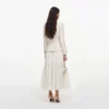 Cream Tailored Boucle And Chiffon Midi Dress Cream Tailored Boucle And Chiffon Midi Dress